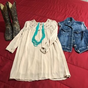 Beige summer Western Boho Dress
